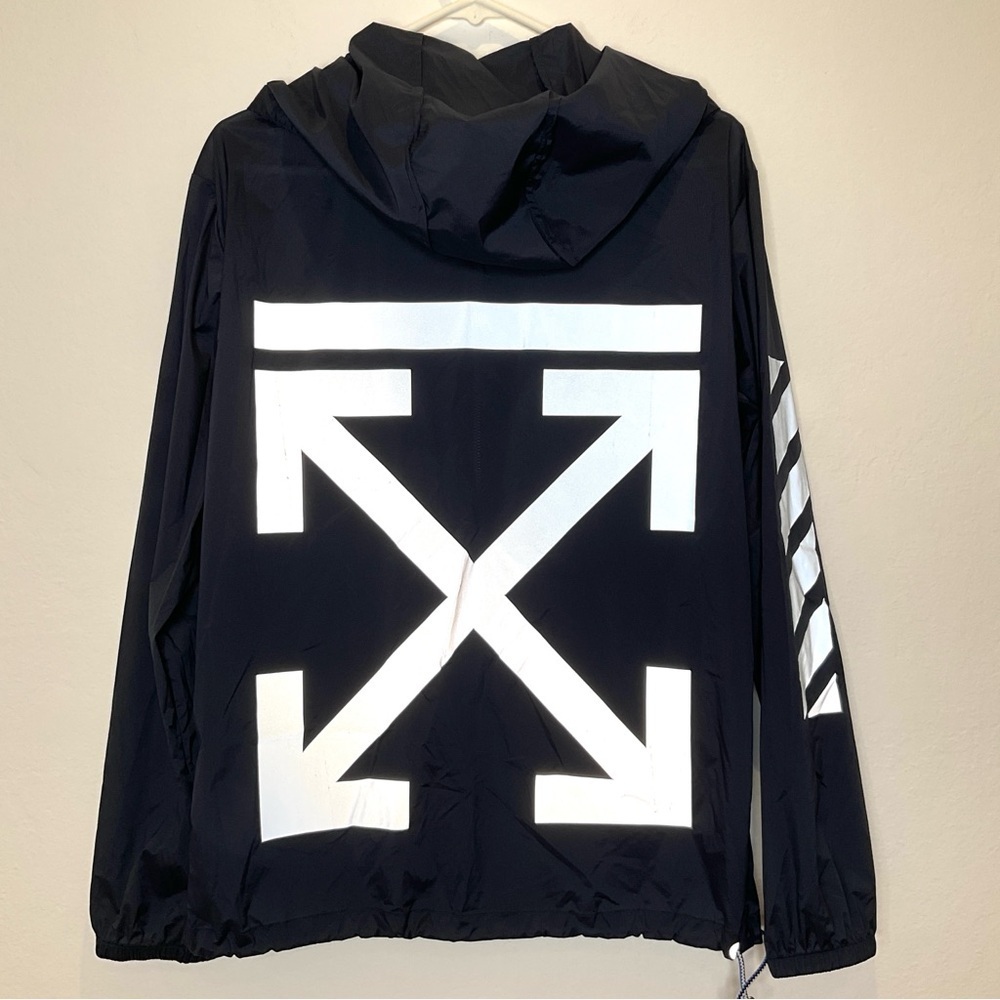 Moncler x Off White Reflective Stripes & Arrows Windbreaker Jacket Navy Size 1